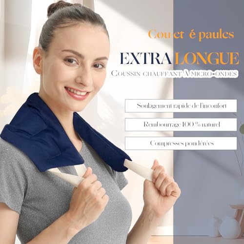 Saco térmico de semillas de lino uncn y núcleos de cerezas para cuello y espalda 2