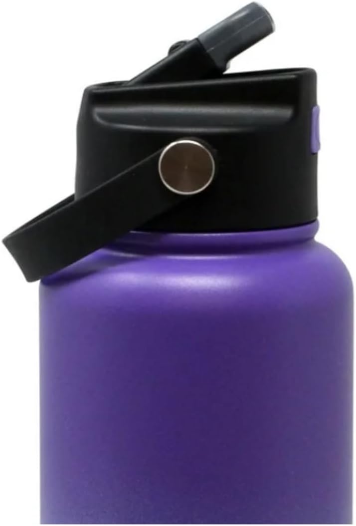 Stainless Steel Water Bottle with Flip Straw Lid, 1 Piece – Purple/Aqua Ombre