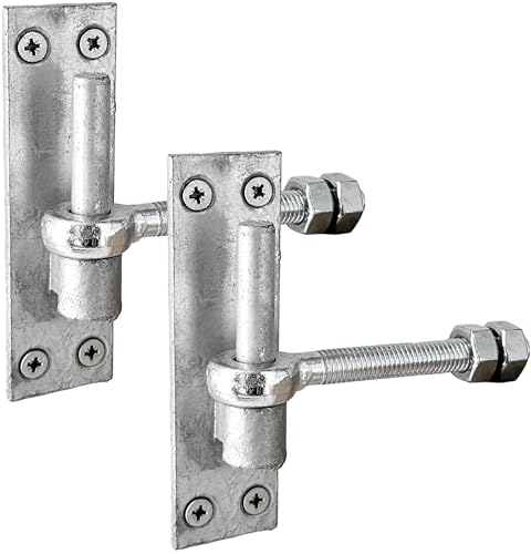 IRONTITE® 2 Pack Heavy Duty Gate Hinges with 12mm Pin and 12mm Gate Eye Bolts, to Suit Wrought Iron Gates and Wooden Gates. Black Gate Hinges Hook On Plate Hinge Pins.