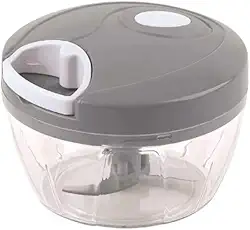 Mini Processador Alimentos Manual Triturador Cortador Mixer Com 3 Lâminas (Cinza)