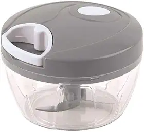 Mini Processador Alimentos Manual Triturador Cortador Mixer Com 3 Lâminas (Cinza)