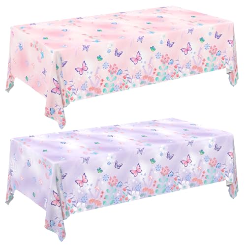 Gatherfun Butterfly Birthday Party Supplies: Butterfly Decorations with 2 PCS Disposable Plastic Tablecloths, for Kid's Birthday Party Decorations, Size 54”x 108