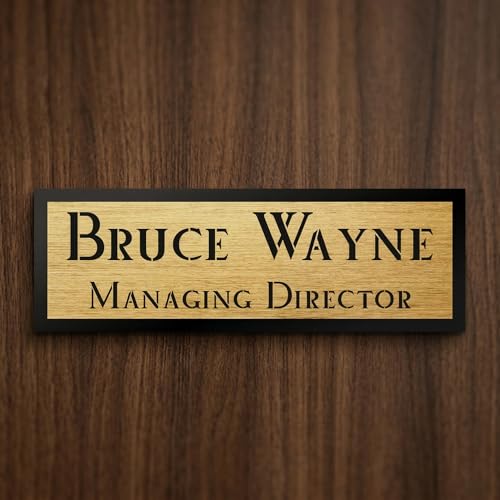 Image of Customized Self Adhesive Acrylic Name Plate for Home | Black Acrylic with Brush Gold Engraving Sheet | Personalized Door Name Plate for House, Office & Entrance (12 x 4 Inch, Brush Gold)