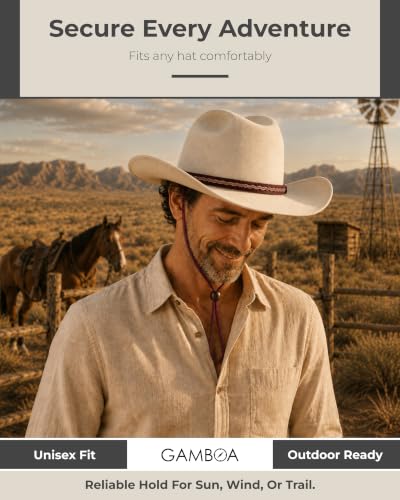 Image of Gamboa 100% Leather Hat Chin Strap for Men and Women Removable Hat Chin Cord for Cowboy and Sun Hats