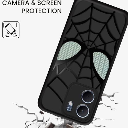 Image of Stylish Spider Back Case Cover Compatible for Oppo A5x 5G | Spidey Face Mask Case | Soft Silicone | Camera & Full Body Protection | Shock Proof | (Black)
