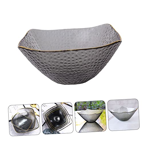 Garneck Elegant Gold Rimmed Glass Salad Bowl Square Serving Bowl for Fruit Snacks Parties