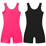 LUOUSE 2 Pack Gymnastics Leotards for Girls Scoop Neck With Shorts, Little Kids Skinny Workout Dance Unitards...