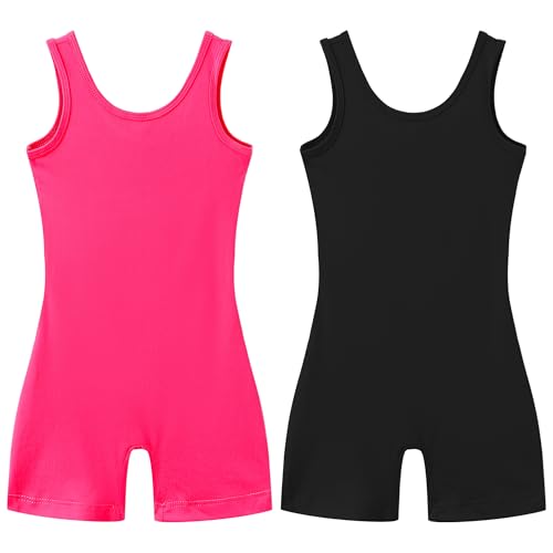 LUOUSE 2 Pack Gymnastics Leotards for Girls Scoop Neck