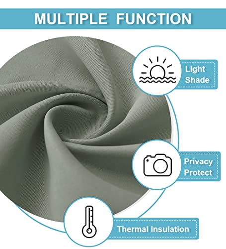 RYB HOME Short Curtains 36 inch 2 Panels Set, Room Darkening Small Window Drapes Thermal Insulated Cafe Curtains for Kitchen Dorm Transit Van, W52 x L36 inch, Grayish Green