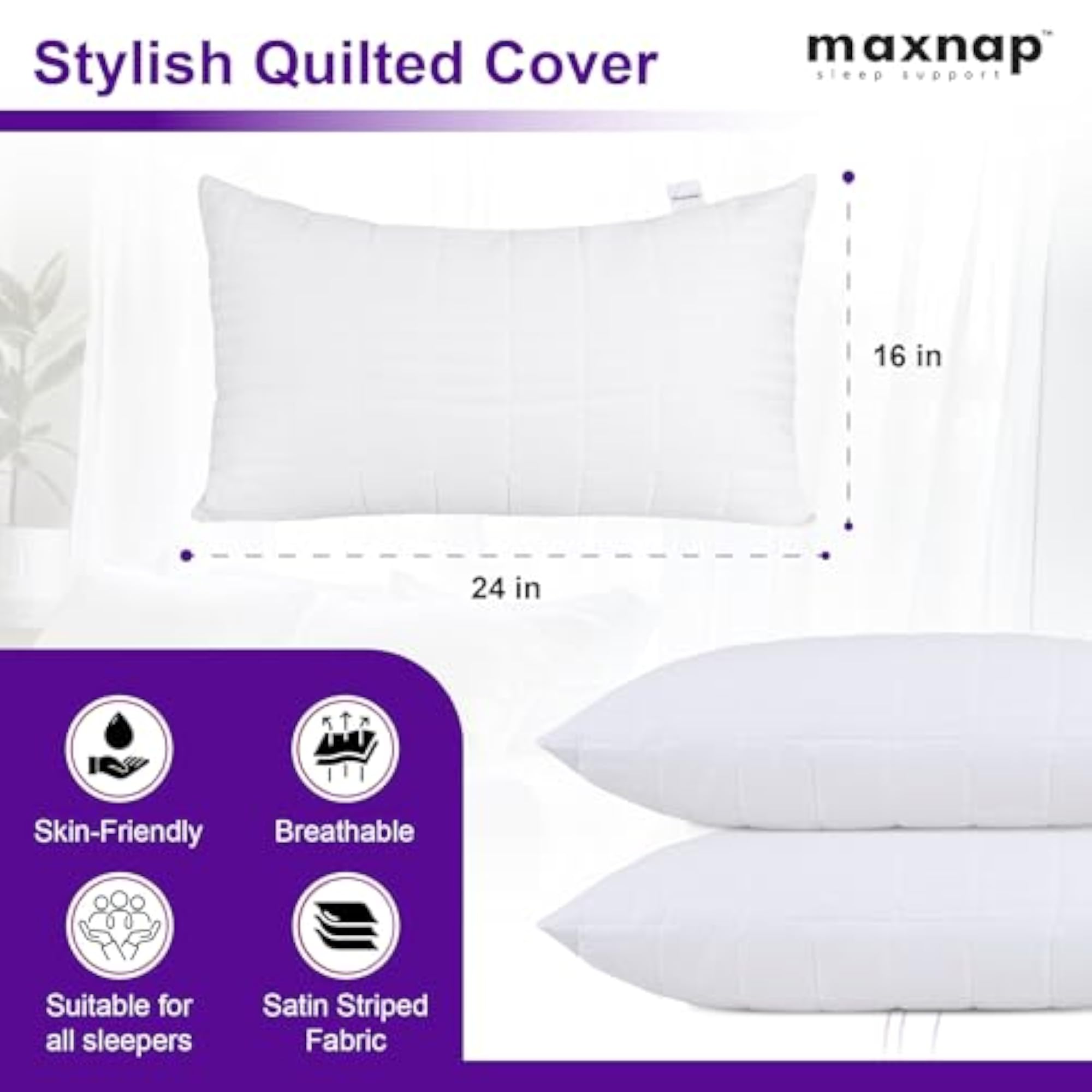 Comfort Sleeping Pillow Quilted Striped Fabric