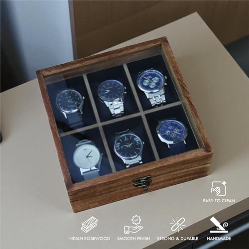Creation India Craft Store Handmade Vintage Wooden Watch Box for Men, - Image 7
