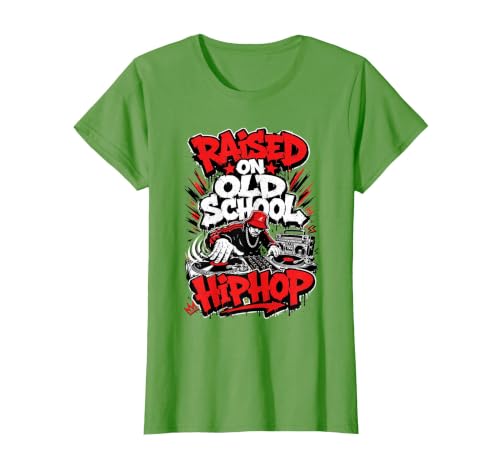 Raised On Old School Hip hop T-Shirt, Women, Grass Green, Medium