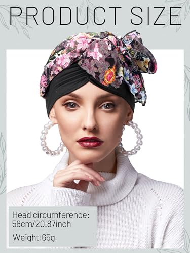 4 Pcs Chemo Headwear for Women, Cancer Chemo Head Wraps Turbans for Women Patients Breast Cancer Month Gifts3