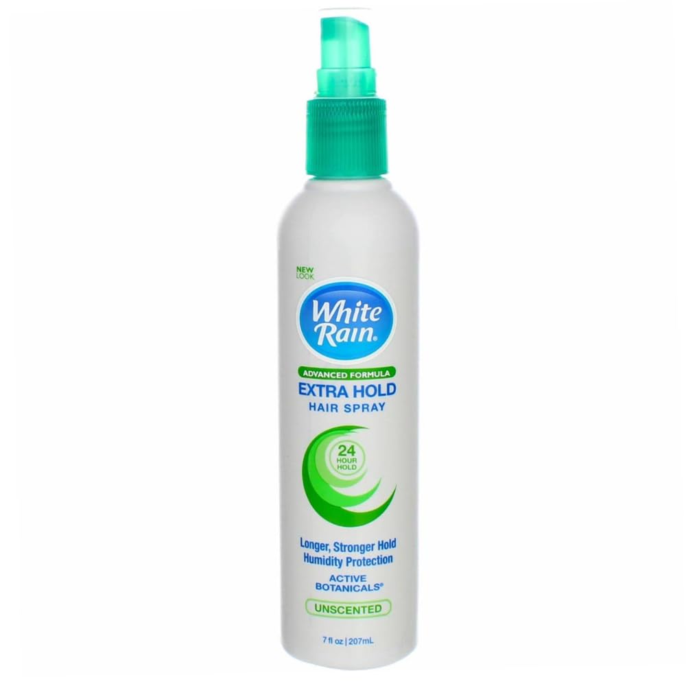 White Rain Hairspray Extra Hold Unscented, 7 oz (Pack of 4) - Non-Aerosol Hair Spray Extra Hold for Men & Women, Advanced Formula with Humidity Protection, Fragrance-Free, Non-Sticky, All Hair Types