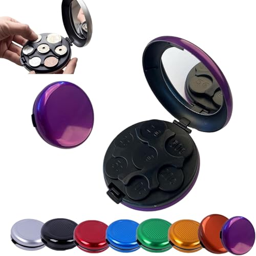 AHENKEAIA Portable Mini Coin Dispenser Case with Mirror, Hard Case Small Money Sorter Coin Holder for Collectors, Space Saving Pocket Coin Storage Organizer, Coin Holder for Car (Purple)