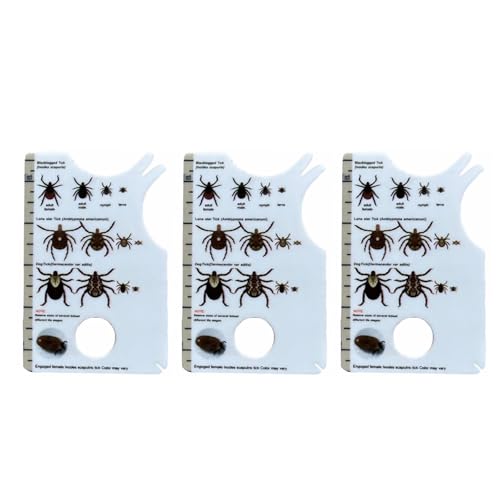 Tarjeta de garrapatas portátil con lupa integrada y escala de medición para entusiastas del aire libre, extracción segura y eficaz de garrapatas, instrumento de extracción precisa