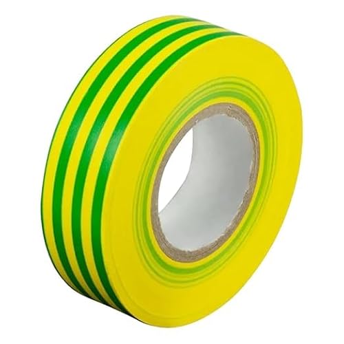 Taskar Premium Electrical Insulation Tape PVC Flame Retardant 19mm x 20m (10, Green/Yellow)