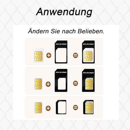 4 in 1 Nano SIM Karten Adapter, 4 Set Nano und Micro SIM Karte Adapter, Nano-SIM Adapter, SIM-Karten-Adapter mit SIM-Auswurfstift, kompatibel mit Smartphone