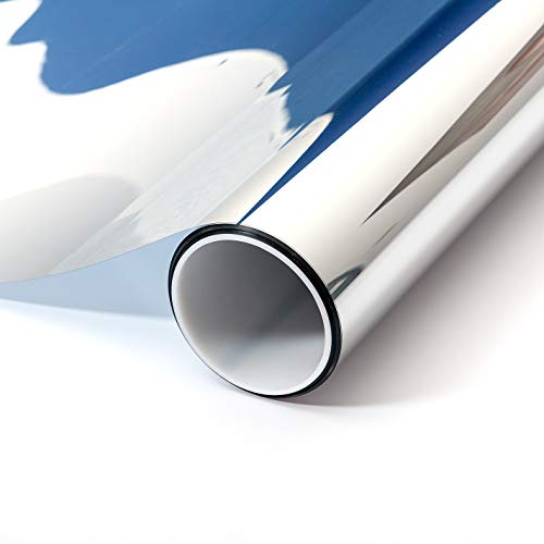 atFoliX Sonnenschutzfolie Innen nach Maß - Silberne Spiegelfolie FX Silver Fensterfolie - Länge und Breite auf Wunsch auswählen