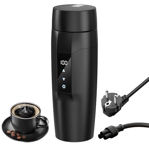 Bouilloire électrique portable, 350 ml 3 en 1 Mini Mug de voyage avec doublure en acier inoxydable 304, 40~100℃ réglable, 300W tasse d'ébullition rapide,...