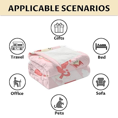 Personalized Cat Blanket Gifts with Name - 50"x60" Cute Throw for Kids & Adults - Pink Soft Fuzzy Blankets for Bed, Couch & Living Room