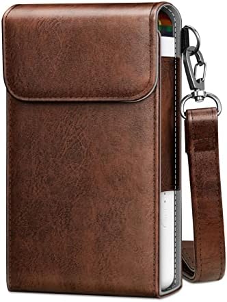 Fintie Protective Case for Polaroid Hi-Print Bluetooth Connected 2×3 Pocket Photo Printer – Premium Vegan Leather Bag Cover with Removable Strap & Pocket, Vintage Brown