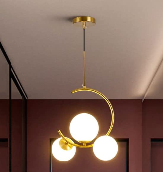 LIODOR 3-Light Pendant Gold Frosted Glass Hanging Ceiling Lamp for Bedroom, Living Room, Hallway and Home Decoration- Without Bulb(AC) (B0B66Z47K7) Amazon Price History, Amazon Price Tracker