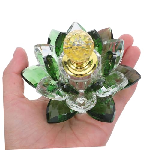Flacon de parfum en verre cristal vert d'exception forme lotus épurée