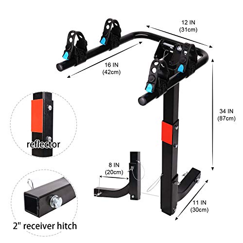 XCAR 2-Bike Universal Hitch Mounted Bike Carrier Rack for Car Trailer with 2" Receiver - Thumbnail 2