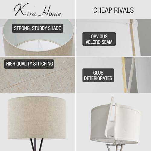 Honey Beige Drum Shade Modern Tripod LED Floor Lamp