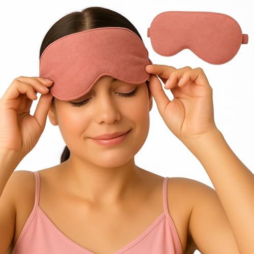 Episkey 100% Cotton Sleep Mask | Light Blocking Sleep Eye Mask, Comfortable & Soft, Night Eye Mask for Travel | 100% Blackout (PINK-HLK)