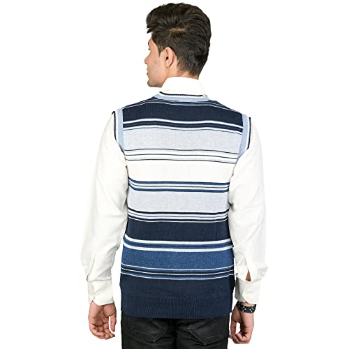 Image of Men Woolen V-Neck Printed Design Sleeveless Pullover Heavy Rainbow Fabric Winter Wear Pure Wool Cardigan Regular Coaty Fully Warm Heavy Pullover Cardigans Free Sizes