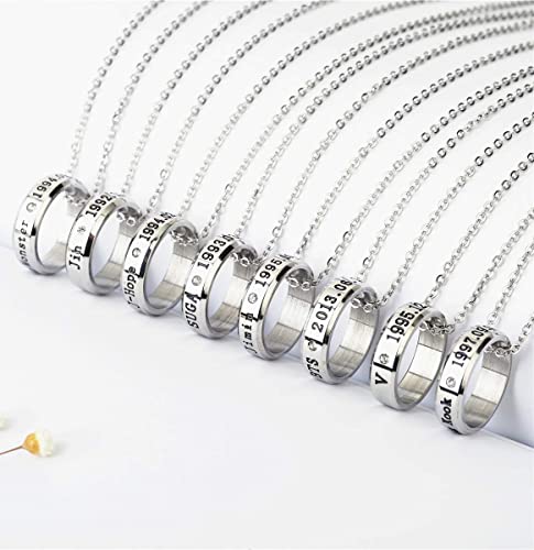 YX&ST 8 Pack Kpop Bangtan Boys Ring with Necklace for Army Gifts - Image 3
