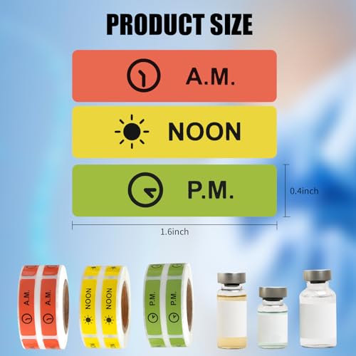 Image of Medicine Stickers Medication Instruction Label Permanent Paper Label AM NOON PM for Pill case Planner 0.4 * 1.6inch (AM NOON PM)