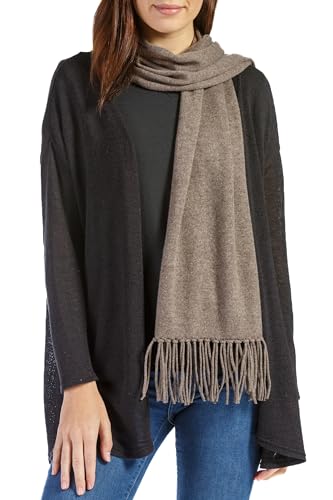 Fishers Finery Women's 100% Pure Cashmere Knit Scarf with Fringe Detail; with Black Label Box