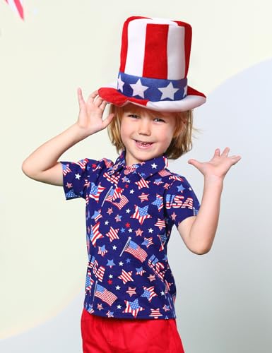 COSLAND 4th of July Hats for Kids Toddler and Boy American Flag Top Hat4