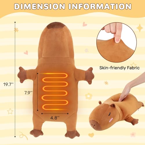 Electric Heat Pad for Period, Back Pain Relief - Menstrual Heating Heated Pad USB Powered - Capybara Plush Portable Stuffed Animal - Funny Women Teenage Girls Mum Birthday Gift Ideas