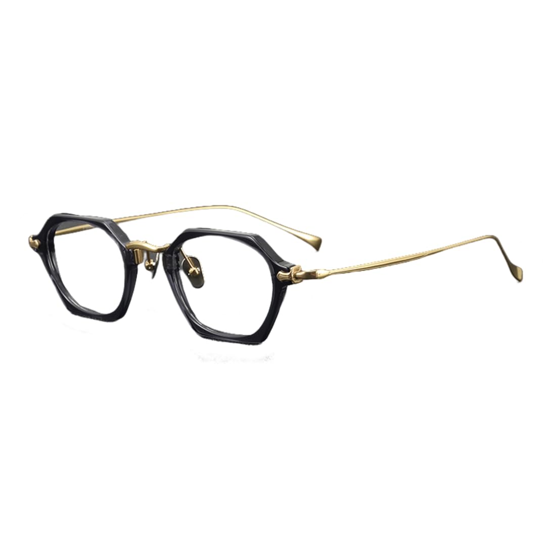 Okulary z oprawką z octanu tytanu, męskie, vintage, damskie (szaro-złote)