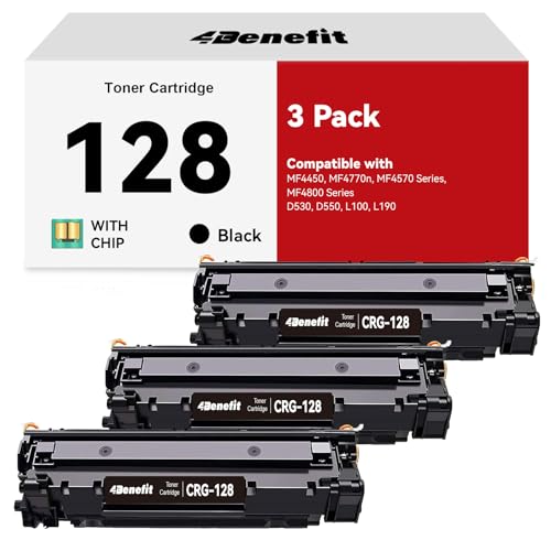 CRG-128 CRG128 Toner Cartridge Black (3-Pack) Replacement for Canon 128 Black Toner cartridge High Yield Compatible with Faxphone L190 L100 ImageCLASS D550 D530 MF4410 MF4412 MF4420 MF4452 Printer