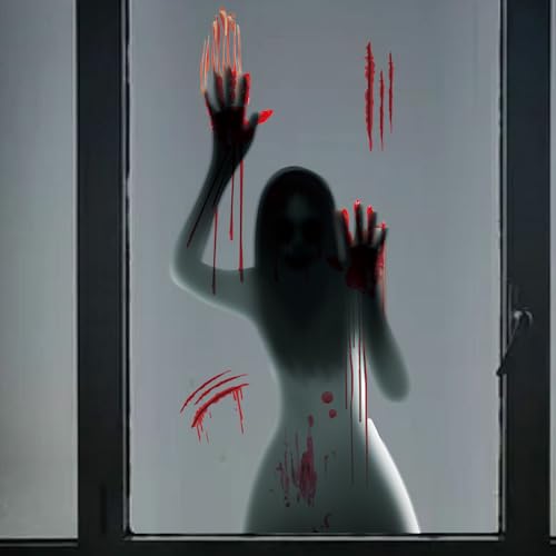 Halloween Female Wall Decal, Static Stickers Removable Halloween Window Clings Decorations, Suitable for Halloween Horror Theme Party Scary Peeper Window Prank Clings Decorations