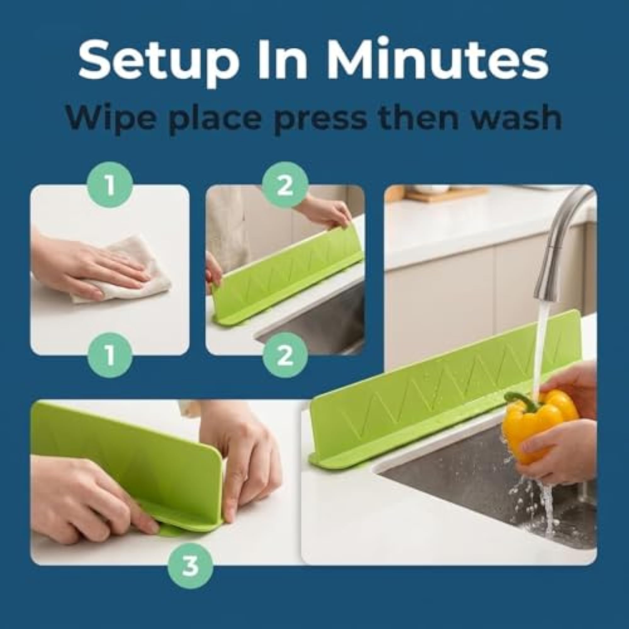 Silicone Sink Splash Guard, Anti-Splash Edge Protector