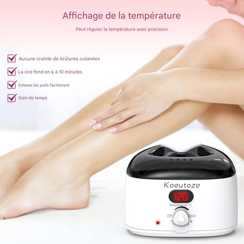 Wandefol Kit Épilation Cire Professionnel pour Femme & Homme - Chauffe Cire Numérique Rapide (6-10 min), 4 Paquets Perles, Bol Silicone Facile à Nettoyer, Lotion Apaisante - Visage, Sourcils, Maillot – vue 2