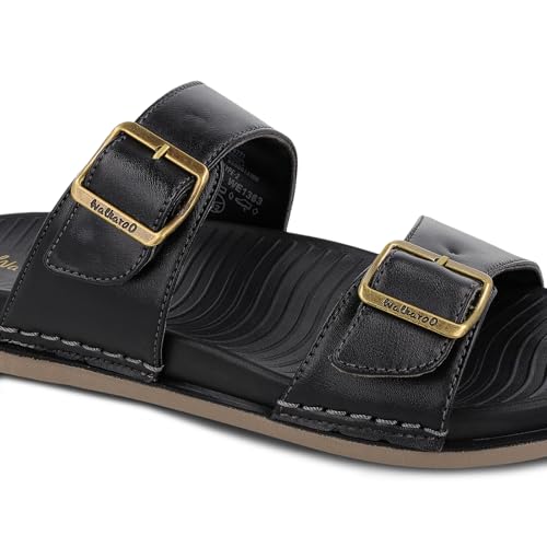Image of WALKAROO Men's Fashion Sandals with Cushion Sole, Dual Straps with Buckles and Lightweight - WE1363