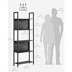 VASAGLE 5-Tier Bookshelf, Book Shelf, Industrial Bookcase, with Steel Frame, for Living Room, Home Office, Bedroom, 9.4 x 24.4 x 65 Inches, Charcoal Gray and Black ULLS025B04 - Image 3