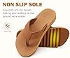 COFACE Men's Flip Flops With Arch Support Comfort Yoga Mat Orthopedic Thong Sandals for Man 2025 Leather Beach Flip-Flop Size 8.5 Khaki Non-Slip Soft Cushion Footbed #5
