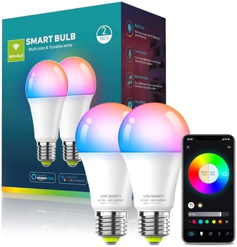 Oumida Bombilla LED Inteligente Wi-Fi, Multicolor, Regulable, Bom...