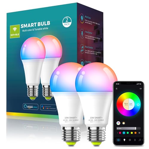 Oumida Bombilla LED Inteligente Wi-Fi, Multicolor, Regulable, Bom...