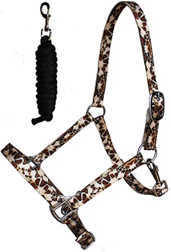 CHALLENGER Nylon Premium Horse Tack Fully Adjustable Giraffe Patterned Halter Lead 606184