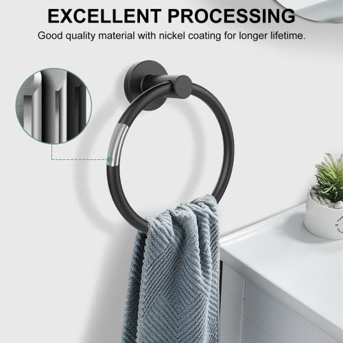Setsail K009-2P Towel Holder For Bathroom Wall Matte Black Ring 304 Stainless Steel Heavy Duty Hand Towel Hanger thumb #3