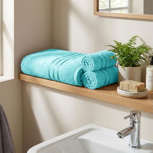 Image of MYTRIDENT Towel Set| Comfort Living | Quick Drying | Travel Friendly | for Men /Women | 3 PC Towel Set | 1 Bath (70 cm x 140 cm) 2 Hand (40 cm x 60 cm) | 100% Cotton 400 GSM - Sea Green